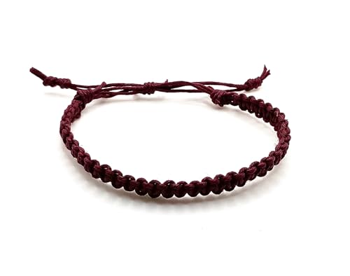 Hemp Bracelet Adjustable - color: Burgundy