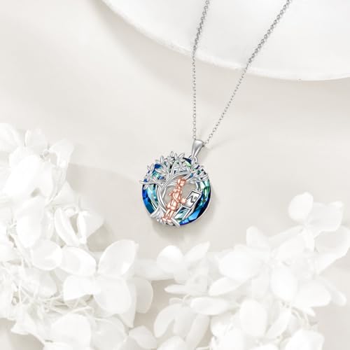YFN Tree of Life Necklace Sterling Silver Crystal Jewelry Graduation Birthday Gifts for Women - color: Paint
