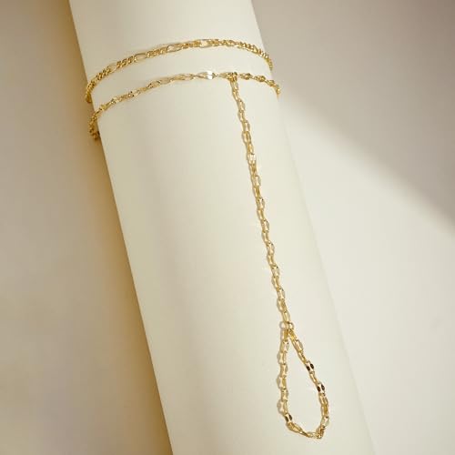 Gold Bracelets for Women Trendy, Dainty Gold Hand Chain Bracelets Stackable 14k Gold Plated Finger Ring Bracelet Hand Chain Cz Flower Layered Link Bracelets for Women Non Tarnish Jewelry Gifts - style: layered lips hand chain bracelet-gold