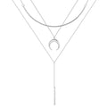 Turandoss Gold Layered Necklaces for Women - 14K Gold Plated Handmade Multilayer Bar Pearls Coin Disc Moon Butterfly Medallion Adjustable Dainty Layered Choker Necklaces for Women Jewelry - style: 3PCS Silver - Chain&Crescent&Bar
