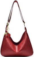 Hobo Bags for Women Leather,Foldable Slouchy Shoulder Purse Crossbody Handbag,Soft Vegan Brown Tote Casual Everyday Handbags - color: Wy22 Upgraded Wine Red