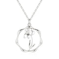 Gold Necklace for Women Birth Flower Necklaces 18K Gold Plated Custom Birth Month Floral Necklaces Birthday Gifts for Women - style: Silver-03-Daffodil