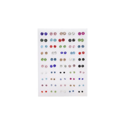Multi-Color Stud Earrings Set for Women- Several Sizes Colors Rhinestone Faux Pearl Earrings, Daily Wear/Party Jewelry, Hypoallergenic Posts - style: 50 pairs