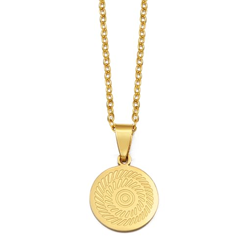 Pintadera Canaria Spain Traditional Ethnic Symbols Pendant Necklaces For Woman Jewelry - color: Gold Color 2