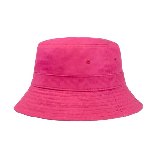 Hot Summer Bucket Hat - Trendy Cotton Sun Hat for Beach, Golf, Fishing - Fun Outdoor Vacation Boonie for Men and Women - color: Bubblegum Pink
