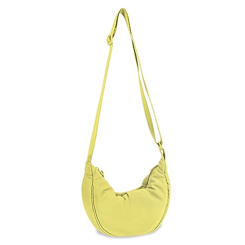 Nylon Crescent Crossbody Bag for Women Purses Trendy Men,Small Travel Sling Bag Hobo - color: Butter Yellow, size: Small