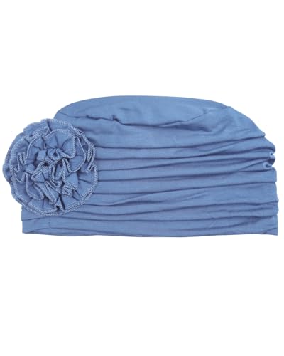 Alnorm Flower Design Chemo Hair Loss Caps Cancer Headwear for Women - color: Blue Fog