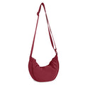 Nylon Crescent Crossbody Bag for Women Purses Trendy Men,Small Travel Sling Bag Hobo - color: Wine Red, size: Small