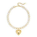 WOWORAMA Chunky Heart Necklaces for Women Colorful Resin Beaded Choker Necklace Gold Puffy Heart Statement Necklace Trendy Acrylic Choker Jewelry - color: Cream-White