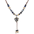 Boho Style Colorful Ceramic Bead Strand Necklace Adjustable Bohemian Jewelry Gift for Women, Fashion Clothing Matching Necklace - color: Brown-Black
