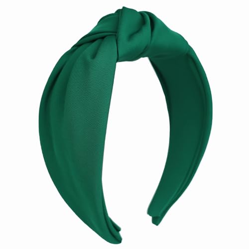 Cloth Wide Knotted Headbands for Women Fashion Headband Non Slip Head Bands Hair Accessories(Dark Green) - color: Dark Green