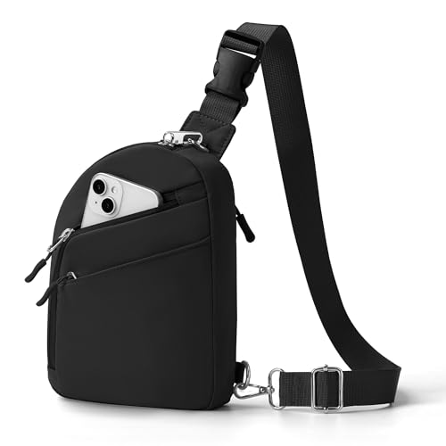 TOPEAST Anti Theft Crossbody Bags for Women Men, Small Sling Crossbody Bag Travel Purse Shoulder Wallet with RFID Blocking - color: 1-black