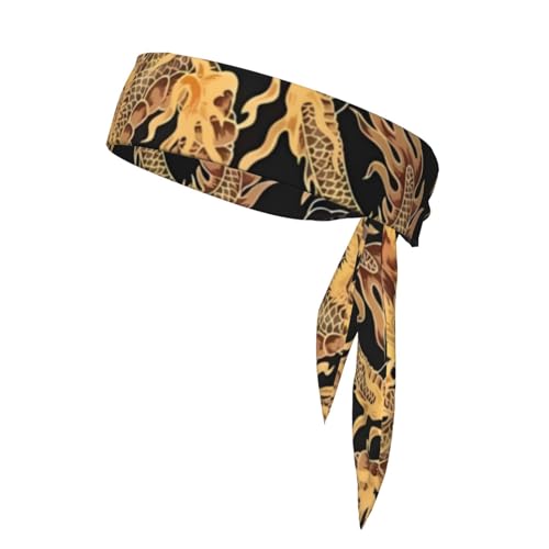 Sports Head Tie Westie Dogs Beach Summer Tropical Tie Sweatband Headband Men Women Elastic Bandana Adjustable Non-Slip Moisture Wicking for Running Football Yoga Workout Athletic Hair Ninja Head Band - color: Oriental Dragon