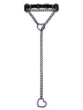 Black Leather Choker Collar For Women, Handmade Heart Slip Chain Choker Long Necklace with Adjustable Buckle - color: B-Black-Black-Purple, size: 24''chain
