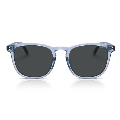 SOJOS Unisex Rounded Square Polarized Sunglasses TR90 Frame UV400 Protection Lightweight Retro for Women & Men - color: Blue/Grey