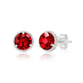 14k White or Yellow Gold Roped Halo Gemstone Round Stud Earrings for Women 6mm Birthstone with Push Backs by MAX + STONE - color: Created-Ruby