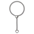 Heart O-ring Slip Chain Necklace For Women, Handmade Punk Gothic Cuban Necklace Jewelry Adjustable Lariat Y-Necklace - color: Black, size: 24"