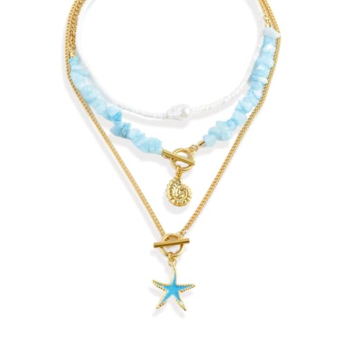 Western Necklaces Boho Layered Charm Necklace for Women Turquoise Beaded Choker Ox-head Pendant Necklace Western Jewelry for Women Cowgirl Accessories - color: Style