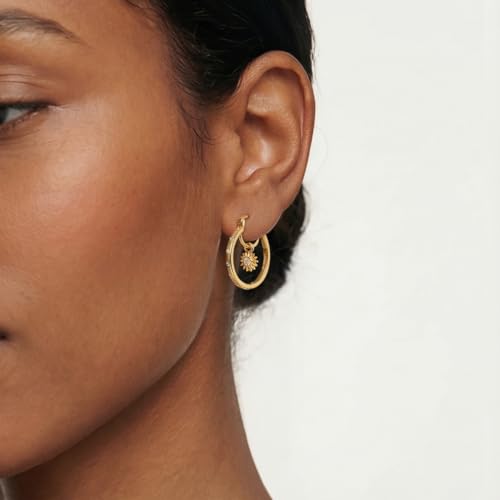 Parmuz 925 Sterling Silver Earrings Hoops for Women Ladies Simple Lightweight Twisted Medium Hoop Earrings With Cubic Zirconia Hypoallergenic Jewelry for Her - color: Gold 5