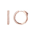 PAVOI 14K Gold Plated 925 Sterling Silver Posts Cubic Zirconia Hoop Earrings for Women | Halo CZ Gold Huggie Hoops - color: Rose Gold, size: 20 Millimeters