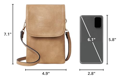 BOSTANTEN Vegan Leather Crossbody Bags for Women Designer Cell Phone Bag Wallet Purses Adjustable Strap - color: A-07-camel Brown