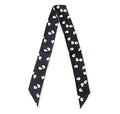 JERLA 100% Mulberry silk Scarf bag scarf Head Hair Ribbon Handbag Handle wrap Tie Bundle Neckerchief Scarf for women - color: Daisy Black