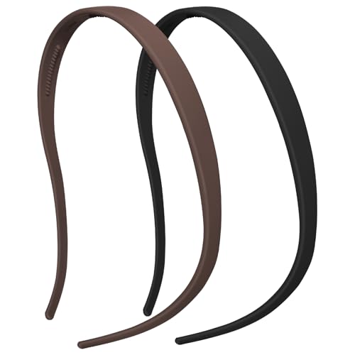 2 Pack Headbands Designed for Eyewear,Flex No Pressure Hairbands for Women Matte Finish Comfortable Plastic Headbands with Teeth-Black,Coffee - color: 2 PCS-Black,Coffee
