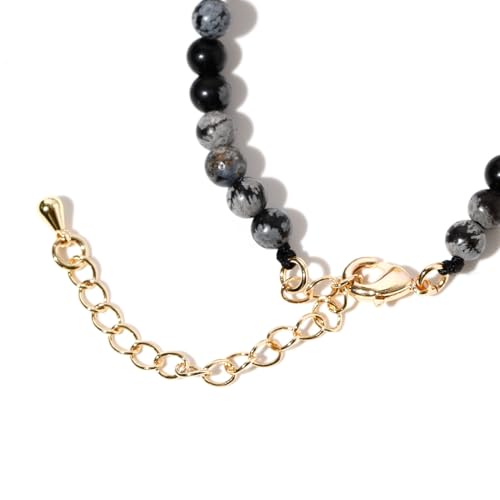 Simple Choker Necklace for Women Real Stone and Crystals Necklaces 4mm Beaded Choker Jewelry Meditation Gift for Women (16"+2") - style: Alabaster