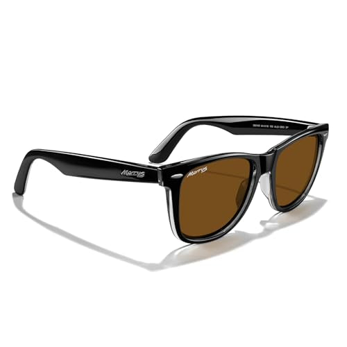 MERRY'S Classic Square Shape Polarized Sunglasses for Womens Mens Retro Designer UV400 Sun Glasses S6140 - color: Black&tra Frame/Brown Lens