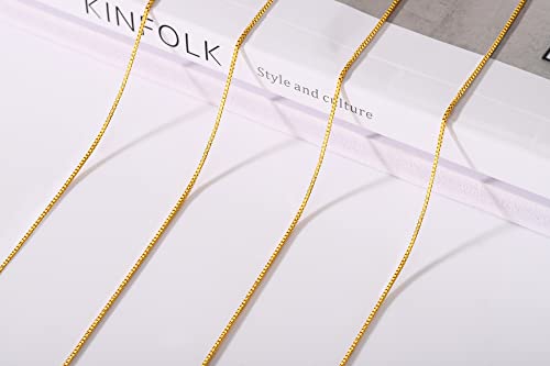 NAG.HC 925 Sterling Silver Chain 0.8MM Delicate Box Chain - Italian Necklace Chain - Tiny&Thin&Strong -Friendly Price & Quality 14"-30" - color: 18K Gold, size: 16.00