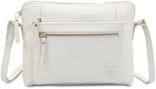 Leather Crossbody Bags for Women Small Soft Genuine Pebbled Sling Shoulder Handbag Crossover Purse with Full Adjustable Strap (White Nappa) - color: White Nappa