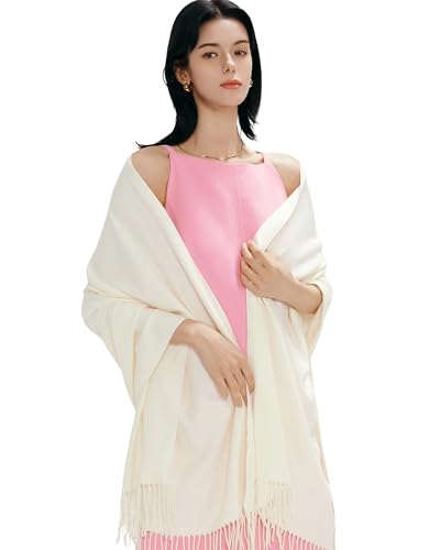 maamgic Women's Winter Scarf Soft Warm Scarf for Women Cozy Shawl Wraps for Women Lightweight Pashmina Style Wrap - color: Solid Ivory