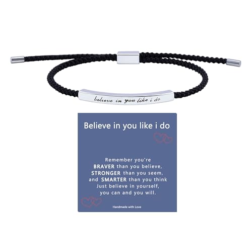 LINY Inspirational Gifts for Women Men, Dont Let The Hard Days Win Gifts, Motivational Inspirational Tube Bracelets Friendship Birthday Meaningful Gift for Friends Female - color: Believe in you like i do Black+Sliver
