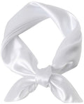 Hioyiwse Satin Square Scarf for Women Solid Color Emulation Silk Handkerchief Hair Ribbon Headband Handbag Purse - color: D2-white(23.6*23.6inch)