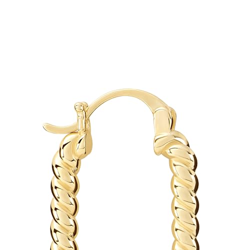 Amazon Essentials Plated Tailored Hoop Earrings - color: Gold Tone, size: L: 1.34" X W: 0.11"