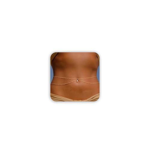 Gold Waist Chain for Women, Trendy Layered Belly Chain Jewelry, Adjustable Body Chain for Beach & Summer Outfit - style: Gold Style 5