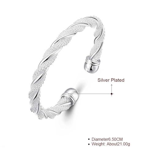 925 Sterling Silver Bracelets Open Adjustable Bangle Bracelet Teardrop Water Drop Cuff Bangles for Women - color: Pattern 9