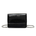Small Crossbody Purse Bag for Women，Y2K Cute Metallic Croc-Embossed Handbag with Chain Strap - color: Mini Black