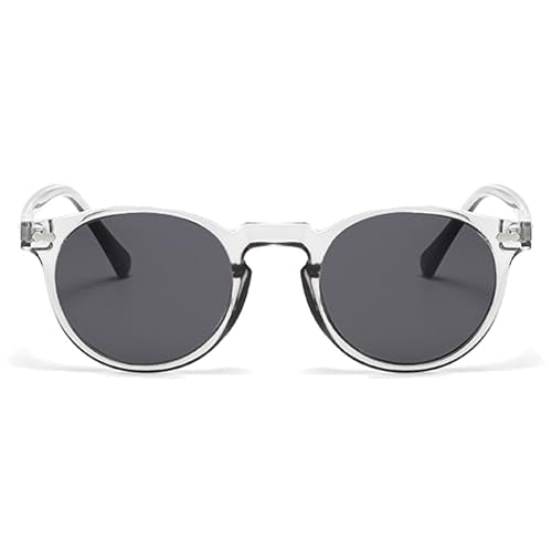 LJCZKA Round Polarized Sunglasses for Men Women Retro Small Face Sunglasses Polarized Vintage Sun Glasses UV400 Protection - color: Clear Grey Grey