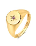 YeGieonr Non Tarnish Gold Rings for Women, Waterproof Gold Signet Ring, 18K Gold Plated Stackable Rings for Everyday Wear - color: Oval North Star