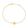 Bling Jewelry Sunburst Sun Shape Beach CZ Accent Anklet Ankle Bracelet For Women 14K Gold Plated .925 Sterling Silver Adjustable 9 To 10 Inch With Extender