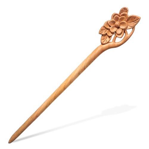 Wooden Hair Sticks, Retro Chinese Hair Chopsticks for Women, Flower Carved Wood Hairs Pins Ancient Wood Hairs Stick