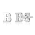 14k Gold Small Script Initial Letter Stud Earrings for Women | Anti Tarnishing 5mm 14k Gold Studs | A-Z Alphabet Earrings with Gift Box by MAX + STONE - style: B | White Gold