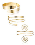 FUNRUN JEWELRY Arm Cuff Upper Arm Band for Women Gold Arm Cuff Bangle Bracelets Adjustable Coil Swirl Armlet ArmBand Jewelry,3-4Pcs - color: B:Gold tone