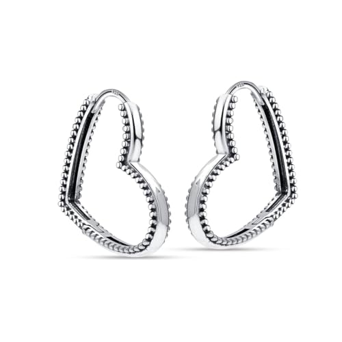 LeCalla 925 Sterling Silver Heart Hoop Earrings for Women | Love Theme Heart Shaped Hoop Earring | Womens Italian Love Heart Earrings Hoops - color: Love Heart Caviar