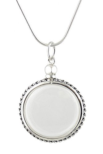 FashionJunkie4Life Sterling Silver Oval Locket Necklaces for Women, 18" Cable Chain - style: Small Clear