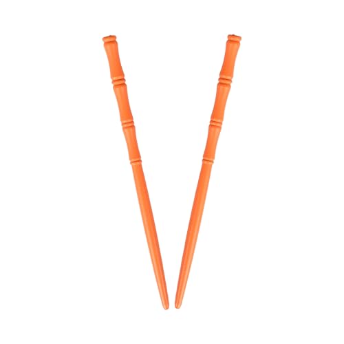 Carved Wooden Hair Sticks Set, Traditional Hair Chopsticks, 7 inches, 2 Pack, Vintage Style (Orange) - color: Orange