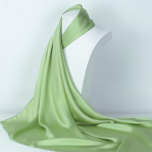 RIIQIICHY 35 Inch Head Scarf for Women Hair Scarf Like Silk Scarf Square Scarf Bandanas for Women - color: Light Geen
