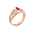 Galaxy Gold 14K Solid Gold 0.3 Carat Natural Ruby Filigree Ring for Women Yellow Gold Fine Jewelry