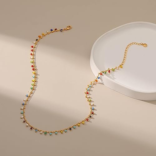 Beaded Choker Necklaces for Women 18k Gold Plated Dainty Gold Choker Necklaces for Women - style: boho choker